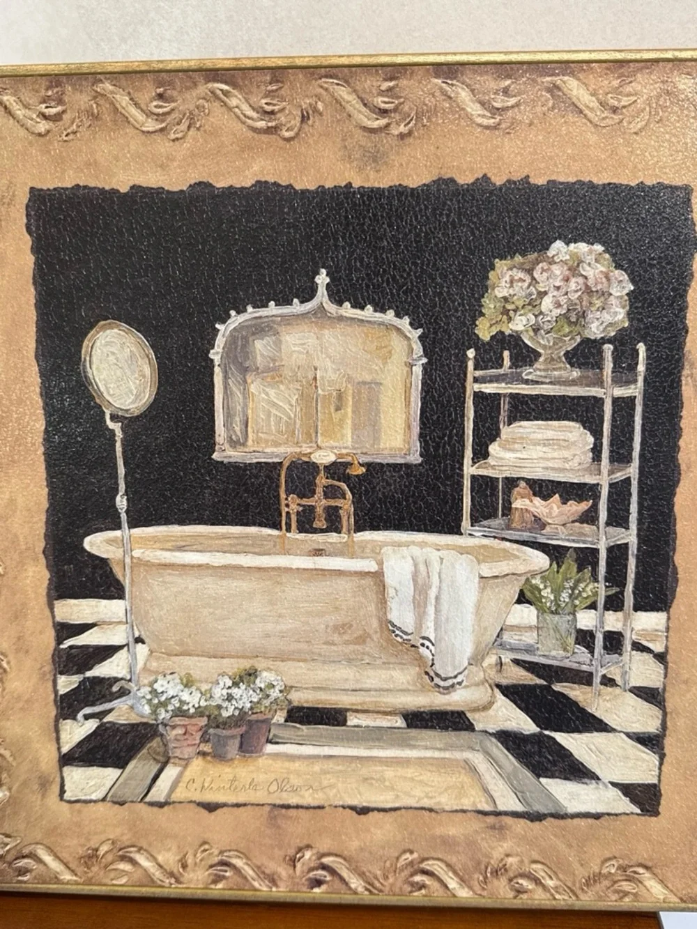 Masion Bath Art in shadow box style frame
